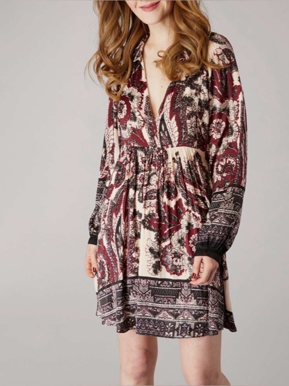 Free People Say You Love Me Paisley Print Boho Dress